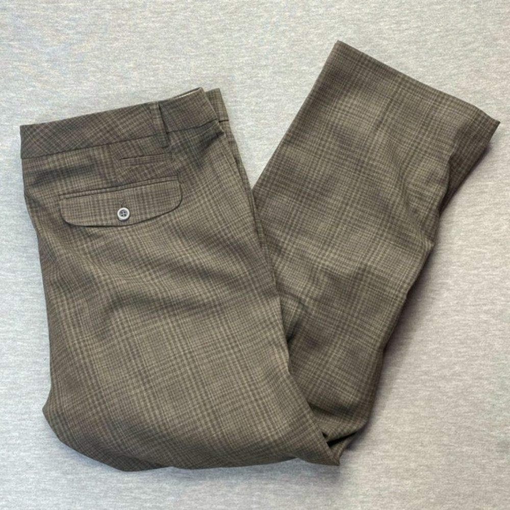 GAP Womens Plus Stretch Brown Plaid Dress Pants Trousers